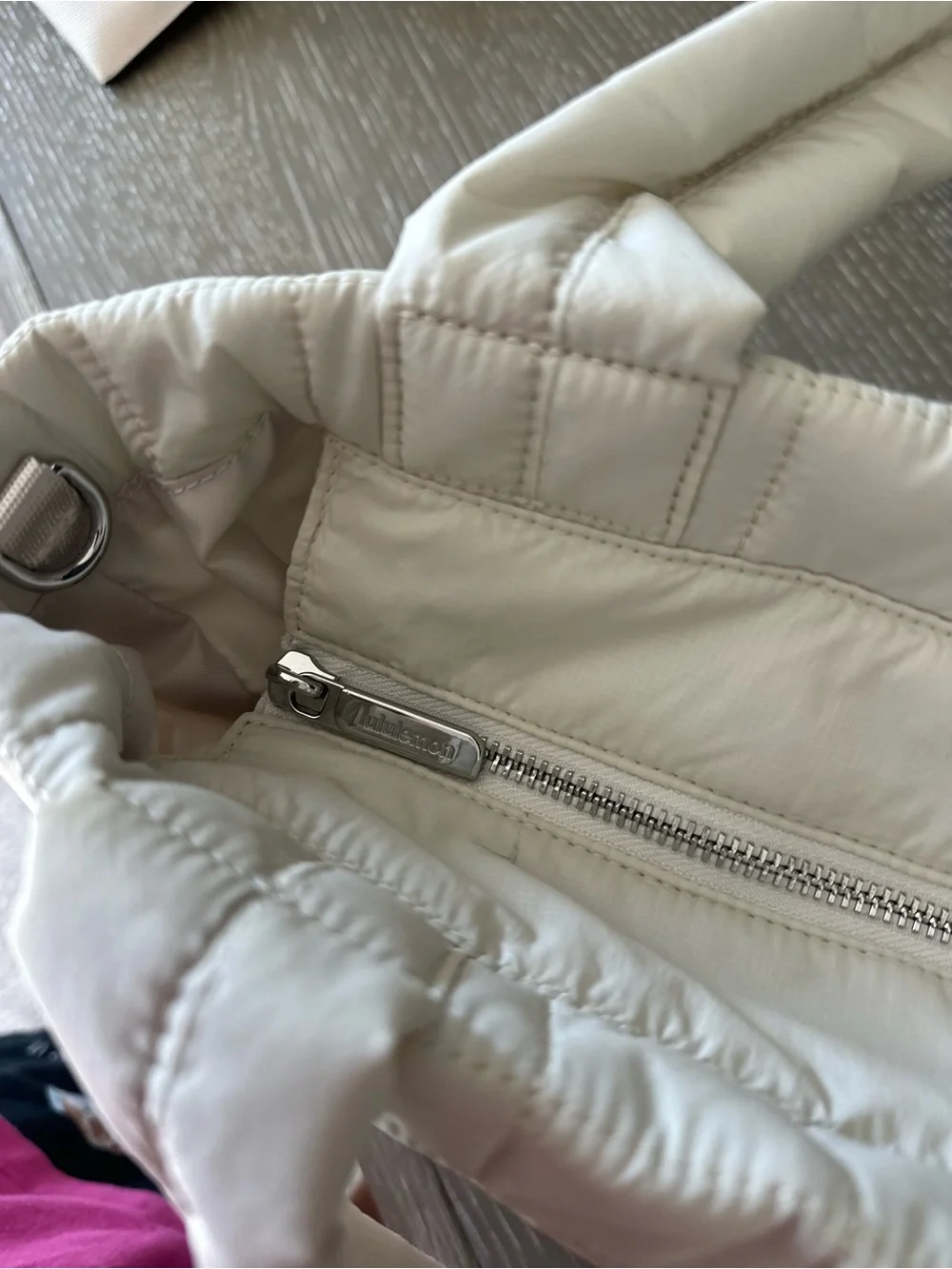 Lululemon Quilted Grid Tote Bag Small - Light Ivory (No Strap)